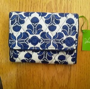 NWT Vera Bradley Petite Trifold Wallet Cobalt Tile